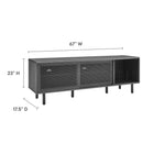 Modway - Kurtis 67 po Meuble à disques TV et vinyle, Fusain-Portes coulissantes en maille métallique