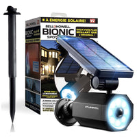 Lampes solaires à DEL Bell+Howell Bionic Spotlight Deluxe avec détecteur de mouvement-LUMIÈRE SOLAIRE : Ce projecteur LED ne nécessite pas de batteries ou d'électricité pour fonctionner car il dispose de panneaux solaires de qualité industrielle intégrés qui absorbent les rayons du soleil pendant la journée et utilise cette énergie stockée pour une valeur d'éclairage toute la nuit !