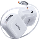 Torras - Chargeur rapide rétractable YOGA 67 W - Blanc-Puissance maximale 67 W