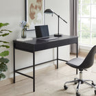 Hudson&Canal - Bureau Evans 48" - Noir-Fabriqué à partir d'acier robuste et de matériaux MDF durables dans une finition noire