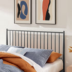 Modway - Adair Fuseau Métal Lit plateforme Queen, Charbon de bois-Système de soutien en lattes de bois