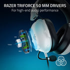 Razer - Blackshark V2 X Playstation Casque - Blanc-Haut-parleurs 50 mm razer triforce: Performances audio haut de gamme. Notre conception brevetée à la pointe de la technologie divise le haut-parleur en 3 parties permettant de régler individuellement les sons aigus moyens et graves. Profitez d’un un milieu de gamme cristallin avec des aigus plus riches et des basses plus puissantes