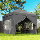 Outsunny - Tente de réception d'extérieur pliante 10 pi l x 10 pi L avec sac de transport, gris-Partie du toit avec sous-couche gris clair pour réduire les rayons UV et la chaleur