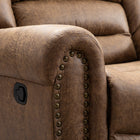 Ebello - Chemika Fauteuil inclinable manuel grand format à rembourrage ultra-doux classique de 40,9 po avec clous décoratifs, couleur brun-Des clous décoratifs sur les accoudoirs apportent une touche traditionnelle