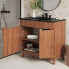 Modway - Miles 36" Vanette de salle de bain - Noyer noir-Bassin d’évier en céramique