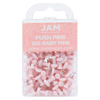 JAM Paper - Punaises colourées - rose pastel - paquet de 100-Punaises à tête en plastique | Couleur : rose clair / rose tendre