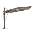Outsunny - Parasol déporté pour terrasse avec lumières solaires - 10 pi x 9,7 pi - gris foncé-14 bandes lumineuses et une lumière centrale alimentée par l'énergie solaire améliorent l'ambiance nocturne