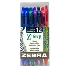 Zebra - Stylos à bille Z-Grip rétractables – 1,0 mm – assortis – paquet de 12-Prise caoutchoutée souple sans latex