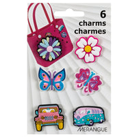 Merangue - Charms6 pièces Petit format - Fleurs - Paquet de 6-Ensemble de 6 charms petits et vibrants sur le thème des fleurs