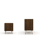 Manhattan Comfort - Rockefeller commode et table de chevet style milieu du siècle moderne - marron - ensemble de 2-Pieds évasés en fil métallique à la mode pour une durabilité accrue