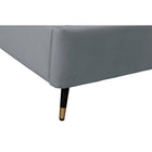 Manhattan Comfort - Lit une place moderne Crosby 81,1" en velours - Gris-Hauteur des pieds en métal : 20 cm Hauteur de la tête de lit : 109 cm