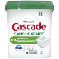 Cascade Action Pacs Sans et exempt - Non parfumé - Paquet de 51-Se dissout rapidement pour libérer le pouvoir dégraissant de Dawn