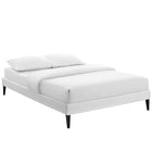 Modway - Sharon Vinyle Cadre de lit complet avec pieds carrés effilés, Blanc-Dix lattes de support en bois 