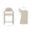 Modway - Talia 37 pouces Cuir végane Tabouret de comptoir - Albâtre-Conception du canon arrière courbé