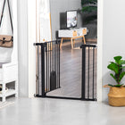 PawHut - Barrière pour animaux de compagnie extra large 30"-41" avec petite porte - 30"L - Noir-Équipée d’une petite porte, pratique pour le passage des animaux domestiques