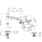 AnthroDesk - Bras de fixation pour ordinateur portatif avec pince de bureau-Capacité de charge : Moniteurs jusqu'à 32" / 9 kg max., ordinateurs portables jusqu'à 15,6" / 4 kg max.