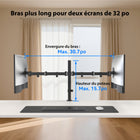 ShoppingAll - Support de bureau pour double écran LCD LED avec 2 options de montage - Noir-7