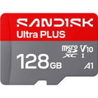 SanDisk - Carte microSD UHS-I Ultra Plus 128 Go-Performances de classe de vitesse UHS 1 (U1), adaptées à l'enregistrement vidéo Full HD