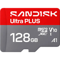 SanDisk - Carte microSD UHS-I Ultra Plus 128 Go-Performances de classe de vitesse UHS 1 (U1), adaptées à l'enregistrement vidéo Full HD