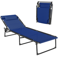 Outsunny - Chaise longue pliante d’extérieur pour camping - randonnée - bleu marine-Les bords finis de cet ensemble de salle à manger de patio améliorent la sécurité et le confort au quotidien