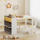 Qaba - Ensemble table et chaises pour enfants avec rouleau de papier - Bois naturel-Comprend une table et deux chaises, adaptées à diverses activités 