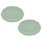 Casa Domani - Plateau Ovale Florence Sage 35x25cm - Lot de 2-En porcelaine avec un motif délicat en relief sur un profil festonné.