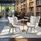 Homy Casa - Chaises d'accueil pour bureau - Tissu beige-Le design moderne du milieu du siècle ajoute de l'élégance à n'importe quel espace.

