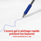 Staples - Stylo gel rétractable ProGel - pointe Moyenne - 0,7 mm - encre bleue - Paquet de 4-Encre longue durée sans acide avec jusqu’à 800 mètres d’utilisation du stylo (c’est un demi mille!)