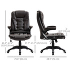 Vinsetto - Fauteuil de bureau exécutif à hauteur réglable avec roulettes pivotantes et accoudoirs - brun-Fonction bascule pour faire une pause et étirer le dos