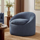 Modway - Sadie Slipcover Mélange de lin Chaise d’accent ronde - Denim-Coussins de duvet fondu