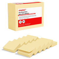 Staples - Blocs de feuillets ultra-autocollants, 1 7/8 x 1 7/8 po, collection Sunshine, paquet de 12-Feuillets ultra-autocollants pour une adhérence fiable