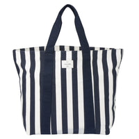 Gry Mattr - Sac fourre-tout d’été rayé - bleu marine-Toile de coton