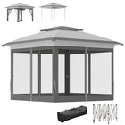 Outsunny - Auvent pliant 12 pi l x 12 pi L avec maille - Gris-Le design pliant facilite l'installation de votre tonnelle de fête