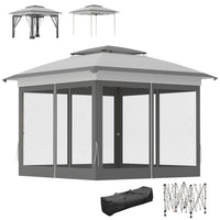 Outsunny - Auvent pliant 12 pi l x 12 pi L avec maille - Gris-Le design pliant facilite l'installation de votre tonnelle de fête