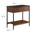 Modway - Zaire 36" Vanette de salle de bain - Noir noyer-Tiroir compact