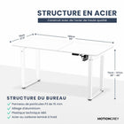 MotionGrey - Bureau debout électrique réglable Ergo2 Pro avec réglages de mémoire - 55 po x 28 po, plateau blanc, cadre blanc-Chef de file de l’industrie - Le bureau debout MotionGrey noir offre une plage de hauteur étendue, allant de 73 cm jusqu’à 118 cm. Le clavier MG vous permet de programmer vos hauteurs préférées pour la position assise et debout — il suffit ensuite d’appuyer sur le réglage sauvegardé pour revenir à la position souhaitée.