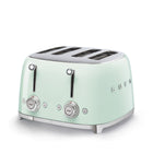 SMEG - Toaster 4 tranches 4x4 - vert pastel-6 niveaux de grillage différents pour de meilleurs résultats ; fonction de décongélation ; fonction de réchauffage ; fonction bagel pour griller uniquement un côté de la tranche.