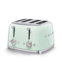 SMEG - Toaster 4 tranches 4x4 - vert pastel-6 niveaux de grillage différents pour de meilleurs résultats ; fonction de décongélation ; fonction de réchauffage ; fonction bagel pour griller uniquement un côté de la tranche.