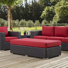 Modway - Convene Terrasse extérieure Tissu Ottoman rectangulaire in Espresso Rouge-Cadre en aluminium revêtu de poudre