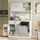 HOMCOM - Armoire 69 po avec station de chargement - blanc-Quatre porte-épices sur les portes gardent les assaisonnements à portée de main 