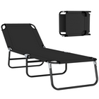 Outsunny - Chaise longue pliante - chaise de bronzage 5 positions - noir-Ensemble de salle à manger de patio 7 pièces pour patios, tonnelles et jardins, conçu pour faciliter la réception