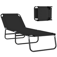 Outsunny - Chaise longue pliante - chaise de bronzage 5 positions - noir-Ensemble de salle à manger de patio 7 pièces pour patios, tonnelles et jardins, conçu pour faciliter la réception