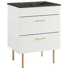 Modway - Daybreak 24" Vanette de salle de bain - Blanc Noir-MEUBLE DE SALLE DE BAIN CONTEMPORAINE - Doté d’un design épuré et d’une quincaillerie en métal doré, ce meuble intègre un style contemporain à votre espace de salle de bain