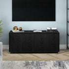 Hudson&Canal - Meuble TV Hanson pour téléviseurs jusqu'à 65 pouces - Grain noir-Fabriqué à partir de matériaux robustes en MDF et PVC dans une finition grainée noire artisanale