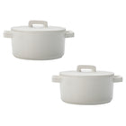 Maxwell & Williams - Epicurious Ronde Cocotte Couverte - 1.3 L - Blanc - Paquet de 2-Passe au micro-ondes