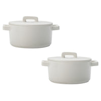 Maxwell & Williams - Epicurious Ronde Cocotte Couverte - 1.3 L - Blanc - Paquet de 2-Passe au micro-ondes