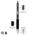 uni-ball Stylos gel rétractables 207 - pointe micro (0.5 mm) - Noir - paquet de 3-0.5mm Pointe Micro
