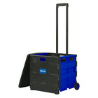 BAZIC Products - Chariot pliant sur roues avec couvercle, 16 po x 18 po x 15 po, Noir/Bleu-Peut contenir jusqu'à 70 lb
