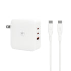 LBT - Chargeur triple port LBT GaN 2xUSB-C et 1xUSB-A 100 W PD avec câble USB-C vers C de 2,1 m-2 ports USB-C et 1 port USB-A