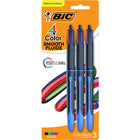BIC - Stylos à bille lisses 4 couleurs - 1,0 mm - Assortis - Paquet de 3-Le stylo à bille rétractable BIC 4-Colour Smooth a un point moyen polyvalent de 1,0 mm